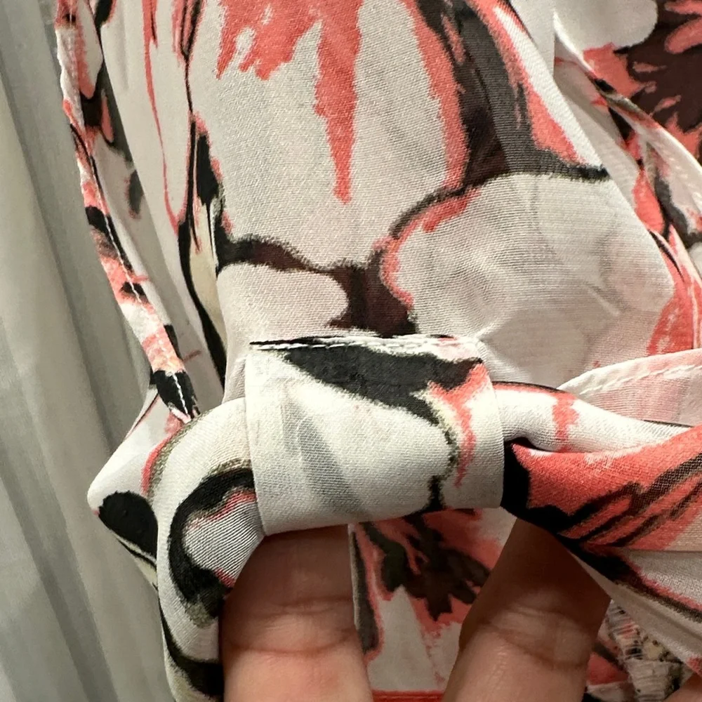 #548 Cleo Floral Print Blouse - Pink and Black - Picture 5 of 10